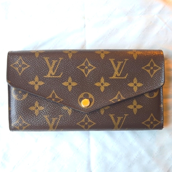 CLEAN Louis Vuitton Sarah Long Wallet Monogram Brown/Fuchsia - Picture 2 of 13